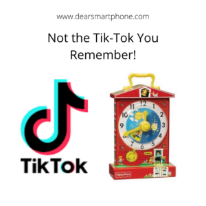 A juxtaposition of the tik-tok corporate logo and a tick-tock kid's toy clock from Fisher Price.