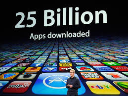 Number of Apps Downloaded The text says 25 billion apps have been dlownloaded. From Business Insider. No date.